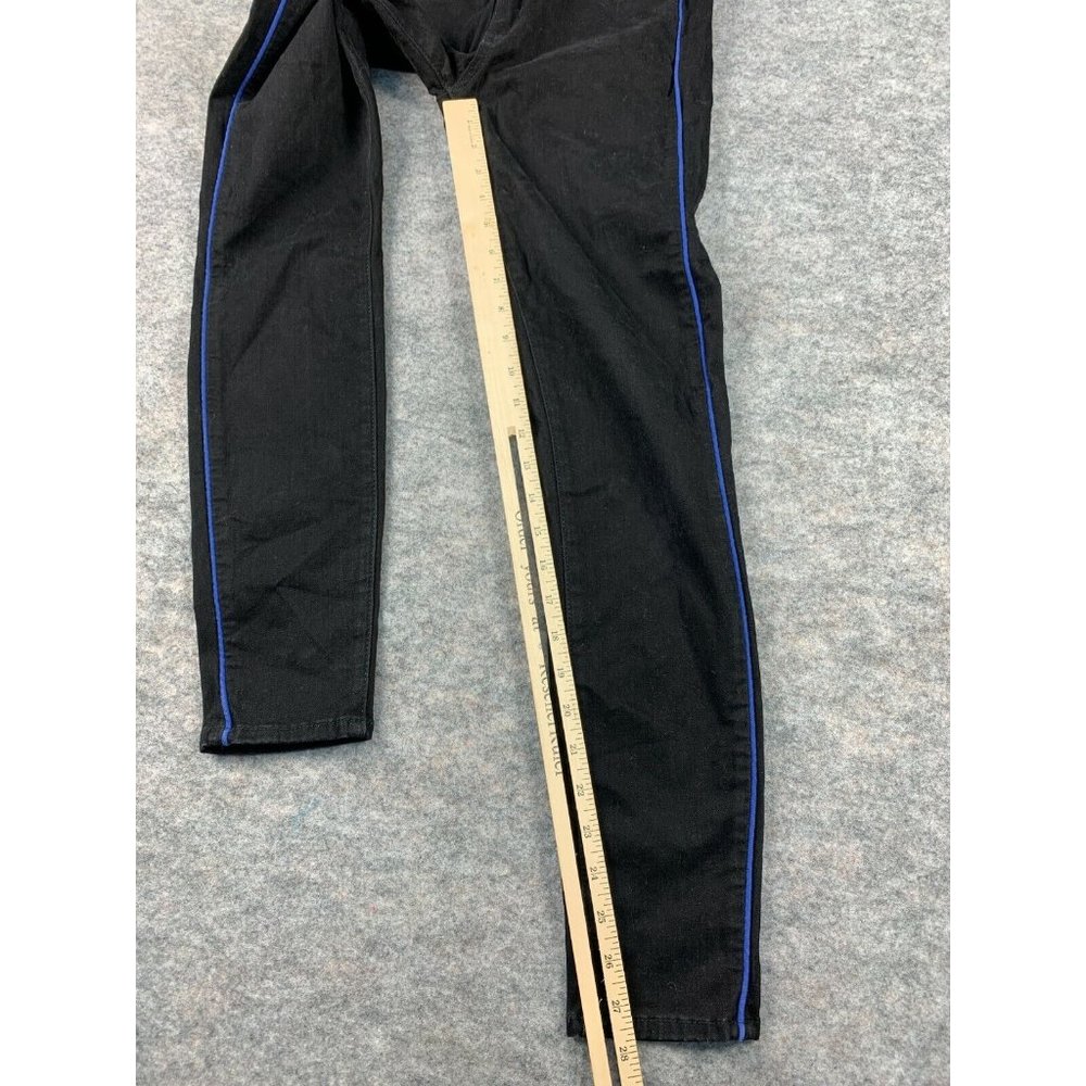 Womens 28 Paige Black Skinny Jeans Pants with Blue Piping Zip Button Pockets - Picture 11 of 12
